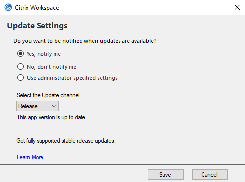 Citrix Workspace更新プログラム